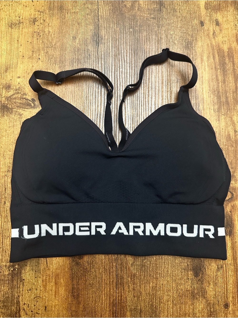 Under Armour Black Padded Sports Bra with Logo Band xs